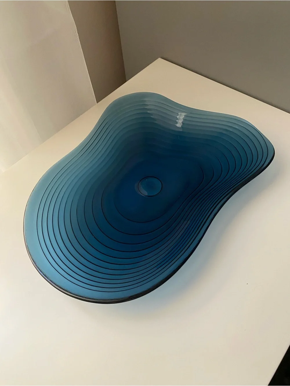 IKEA HÄCKPOPPEL decorative bowl blue 24 cm